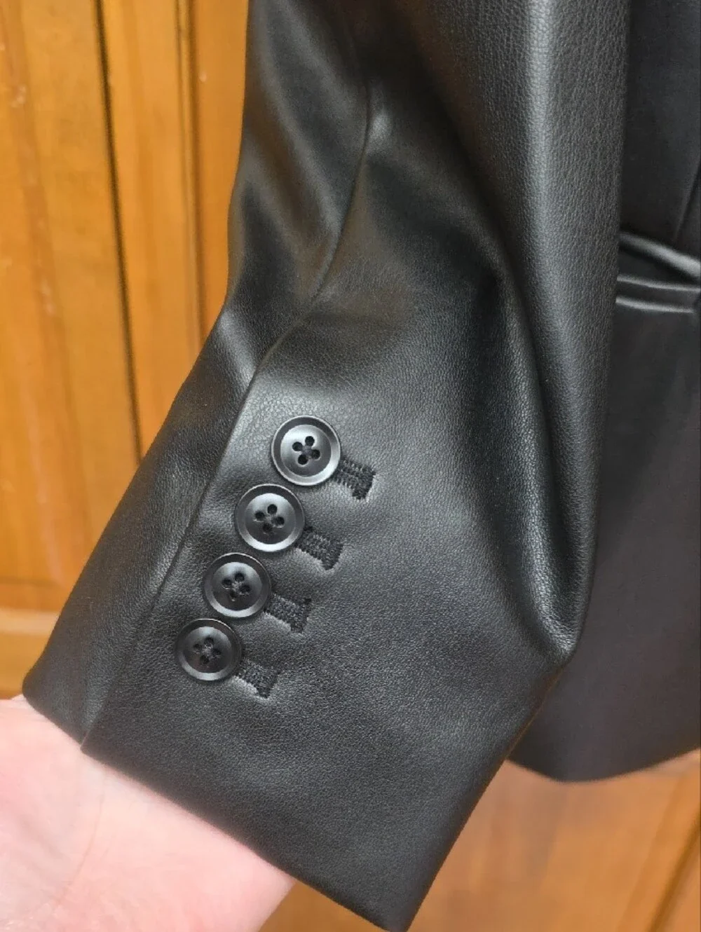NEW J. Ferrar Faux Leather Slim Fit Blazer Coat Black Mens Size Large